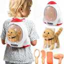 WorWoder Electronic Interactive Plush Cat- Battery Operated Mechanical Walking Little Pet Kitten with a Cute Bag, Meow Tail Wagging, Stretching Companion Animal for Toddlers & Kids