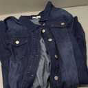 Agnes Orinda Women's Plus Size Denim Jacket Casual Long Distressed Button Up Pockets Jean Jackets (3X, Dark Blue)