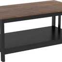 ChooChoo Farmhouse Coffee Table, Black Living Room Table with Shelf, 40 Inch, 22"d X 39.9"w X 18.1"h