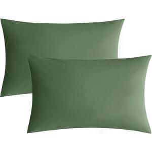 JELLYMONI Pillowcases King Set of 2 Cotton Envelope Pillow Covers Green 2040in Bed Pillow Cases 100% Washed Cotton Soft Breathable (Pillows are not Included)