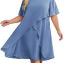 Hanna Nikole Plus Size Dress for Curvy Women 2026 Wedding Guest Dress Sequined Crew Neck Cocktail Dress with High Low Hem, Size 2XL