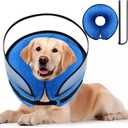 2-in-1 Soft Inflatable Dog Cone Collar Alternative with Enhanced Anti-Licking Guard Shield, Dog Donut Collar After Surgery, Adjustable Cones for Large Medium Small Dogs and Cats (Blue, L)
