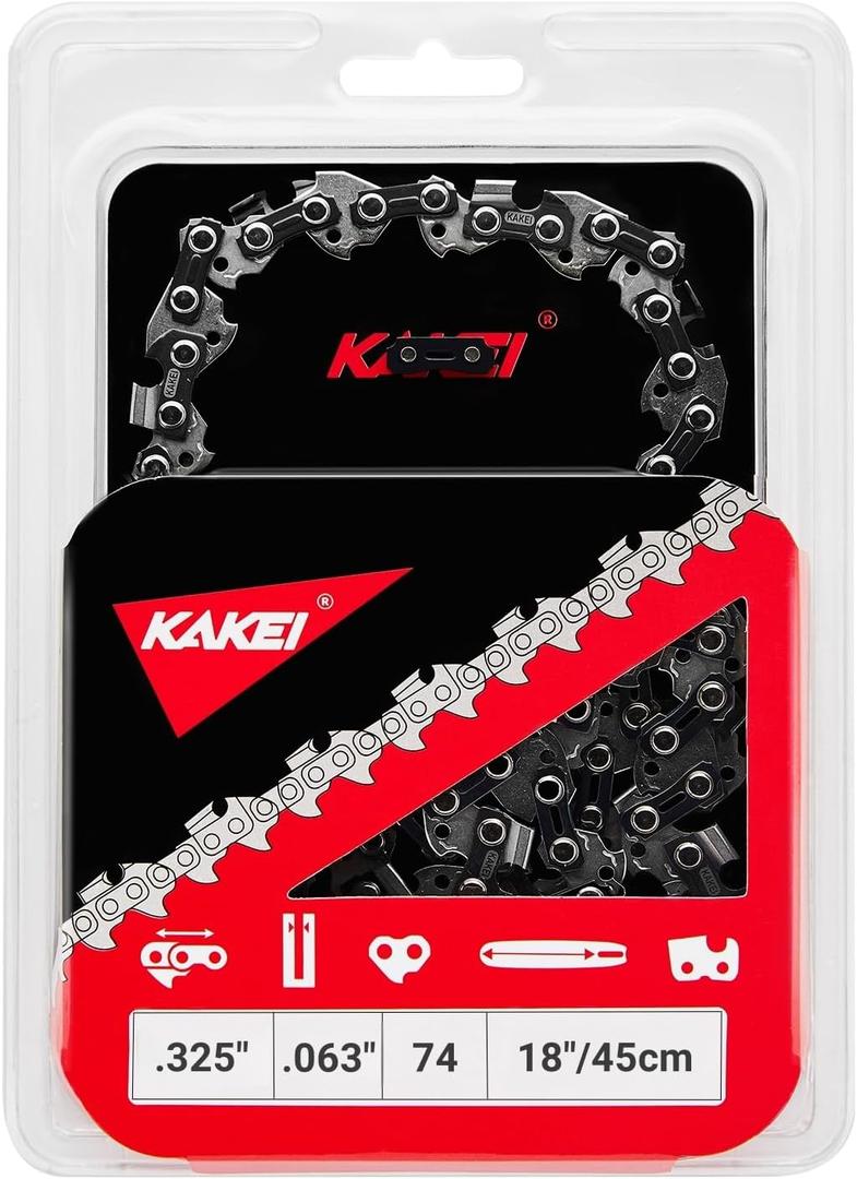 KAKEI Chainsaw Chain 18 Inch .325" Pitch .063" Gauge 74 Drive Links- 26RS 74 Fits Stihl MS271 Farm Boss, MS291, MS311 and More- 36390050074, V74 (1 Chain) - Full Chisel