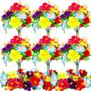 Hotop 6 Pcs Hawaiian Flower Bouquet for Tables Faux Hibiscus Flowers Bouquet Artificial Fake Tropical Flowers for Luau Summer Themed Party Favors Home Office Garden Decoration Supplies