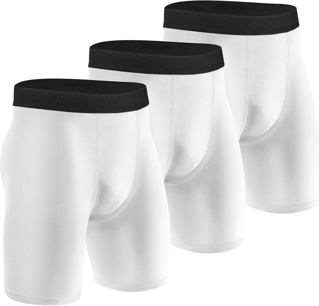 Niksa Compression Shorts Men 2/3 Pack, Compression Underwear for Men Athletic Shorts, Running Workout Fitness Shorts (Large, White)