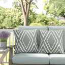 Adabana Outdoor Waterproof Throw Pillow Covers Set of 2 Boho Geometric Pillows Cover for Patio Garden 18 x 18 Inch Gray