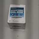 Lightweight Coiled Water Hose: 10ft Curly Hose with 3/4 inch GHT Brass Connectors - 1/2 inch Diameter for Patio Balcony RV Short Range Watering (Blue)