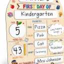 First & Last Day of School Sign, Reusable Wooden Board for Kids, PreK | 9" x 7" Wooden Reusable Signs, Dry-Erase Writing Surface, Tabletop Stand, First Day of School Sign