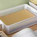 A4 Size Plastic Storage Baskets, Desktop File Paper Letter Organizer Trays, 6-Packs (White+Clear+Black)