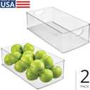 iDesign Stackable Clear Plastic Extra Long Storage Bin, Organizer for Kitchen Cabinet or Pantry, 2-Pack