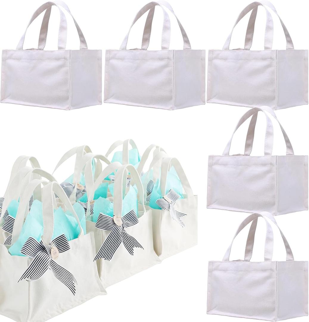 10" x 7" x 6" Small Canvas Tote Bags Personalized Mini Gift Bag DIY Crafts Blank ReuseableTote Bags Bulk