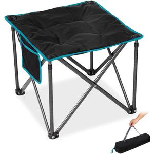 FUNDANGO Folding Camping Stool, 18.1 Inch Oversized Foot Stools 400 Lbs Heavy Duty Portable Padded Seat Anti-Slip Foots & Carry Bag for Fishing Outdoor Lawn Travel (Black)