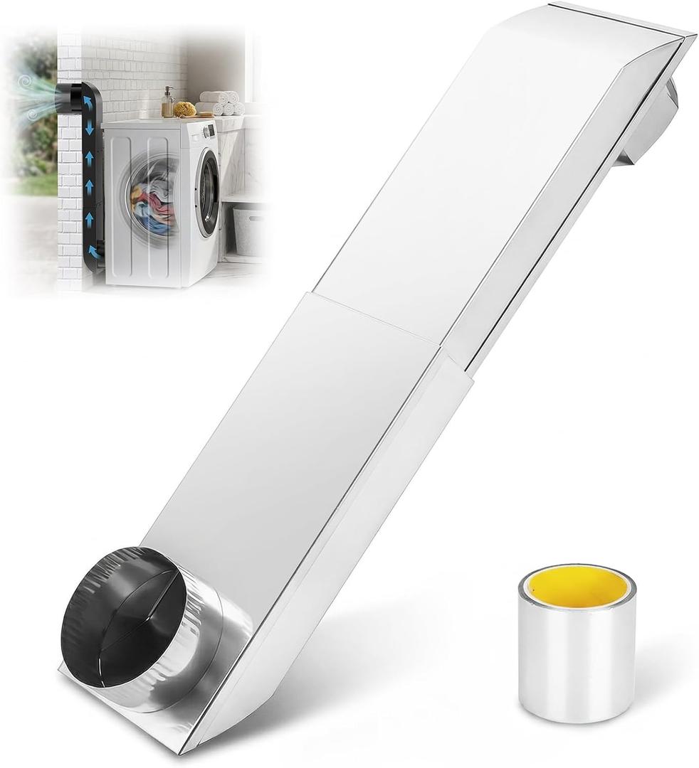 12"-19" Telescoping Dryer Vent Periscope Kit, Upgraded 304 Stainless Steel Adjustable Flat Vent for Tight Spaces, Universal 4" Fit with Aluminum Foil Tape Included
