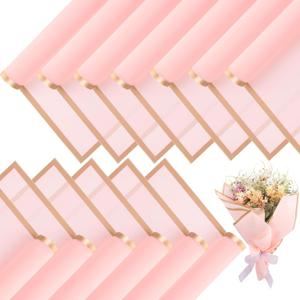 Yahenda 420 Sheets Flower Wrapping Papers:23"x23" Flower Bouquet Paper with Gold Edge Korean Style Bouquet Wrapping for Mother's Day Wedding Bridal Shower Floral Supplies(Pink)