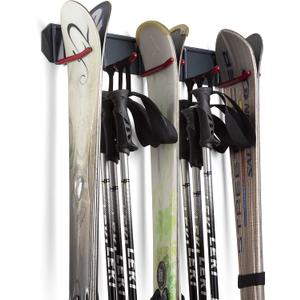 Wall Mounted Horizontal Rack for Storage of Skis and Poles-Heavy Duty Weatherproof Nonslip Garage Wall Organizer for Carrying Snowboard, Hockey Sticks, Skates, Helmets (Large, 2 Ski Sets)