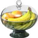 Fruit bowl with lid & Basket - Fruit Fly Proof Kitchen Counter Storage for Fruits & Veggies, Plastic Decorative fruit baske with Draining Holes & Handle (green 1Pcs)