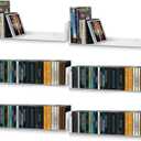 Yalikop 6 Pack Cd Dvd Floating Shelves U Shape Shelves Storage Metal Cd Dvd Storage Organizer White Wall Bookshelf for Movie Cases for Living Room, Bedroom, Bathroom, Kitchen
