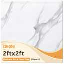 DEXDE Peel and Stick Floor Tile White Marble Waterproof Vinyl 24x24 10 PC