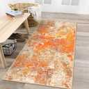 Lahome Modern Abstract Runner Rug - 2x4.3 Washable Kitchen Soft Laundry Room Rugs Bathroom Mat, Contemporary Non Slip Indoor Throw for Entryway Living Room, Yellow/Gold/Cream 2' x 4.3'
