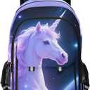 BOENLE White Unicorn Galaxy Purple Backpack for Girls Kids Elementary Middle School Bag Laptop Backpack Travel Rucksack : Clothing, Shoes & Jewelry