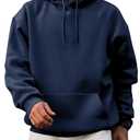 JMIERR Mens Casual Cotton Hooded Collar Drawstring Hoodies Pullover Sweatshirts Casual Long Sleeve Shirts (5X-Large, Blue)