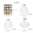 Christmas Ball Ornaments Set 12 pcs 80mm/ 3.15in Shatterproof Clear Glitter Christmas Tree Ornaments Hanging Ornaments for Xmas Holiday, White