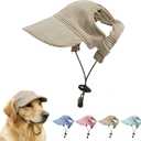 Pet Baseball Cap with Ear Holes - Multi-Color Sun Visor Hat for Dogs & Cats, Summer & Fall Beach Headwear for Puppies & Kittens (Khaki, S)