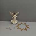 Storieme Angel Christmas Tree Topper: 12 Inch Hand-Painted Resin Figurine with Clip-On Metal Star and LED String Lights - Festive Holiday Home Decor for Xmas Tree Mantel Tabletop