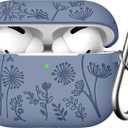 Lerobo Flower Engraved Cover for Airpod Pro Case 2nd 1st Generation Cute, Full Protective Soft Silicone Case Compatible with Apple AirPod Pro/AirPods Pro 2 Case USB C, Front LED Visible, Lavender Gray