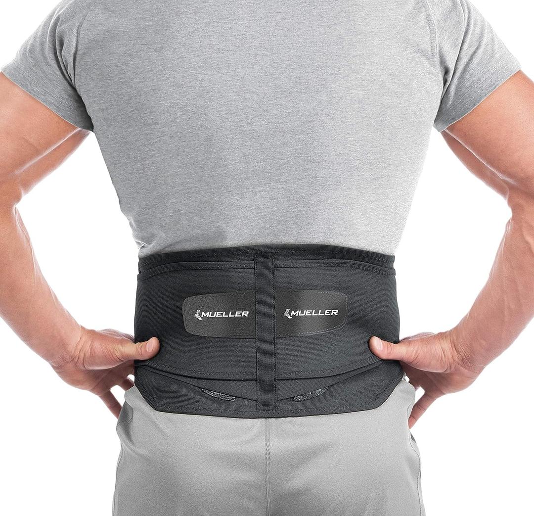 MUELLER Sports Medicine Lumbar Back Brace with Removable Pad, Ideal for Upper and Lower Back Pain, Relief & Support for Men and Women, Strains, Sciatica, Scoliosis (Black)