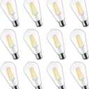 12 Pack LED Edison Bulbs, 6W, Equivalent 60W, High Bright 2700K Warm White,750 Lumens, Non-Dimmable, E26 Medium Base ST58 Antique Filament Bulbs with 83+ CRI for Ceiling Fan Bathroom Porch