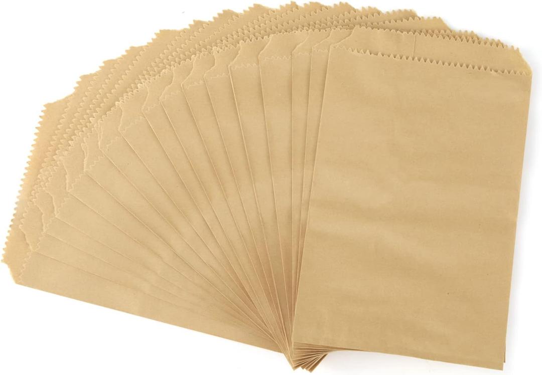 100 Pcs 5x7 Inches Brown Kraft Paper Bags Flat Envelopes Merchandise Treat Bag for Party