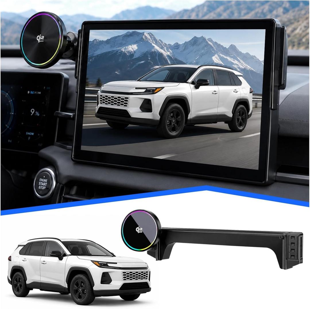 Custom Fit Qi2.2 25W Magnetic Wireless Car Charger Mount for 2026 Toyota RAV4 (12.9in) [Upgraded Cooling Fan Fast Charging Phone Holder],For MagSafe Compatible,Dashboard Phone Mount,Car Accessories