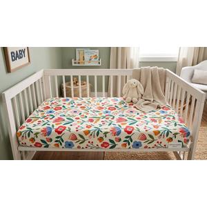 JEPFEIXIA Harvest Floral Fitted Crib Sheet for Boys Girls Modern Abstract Flowers Baby Sheet for Standard Crib and Toddler Red Pink Blue Nursery Bed Mattress Sheets 28"x52"