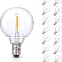 15pack G40 LED Replacement Light Bulbs120V 0.6 Watt E12 Screw Base Shatterproof Globe Bulbs for Outdoor String Lights Dimmable Edison Light Bulbs for Patio Decor, 2700K Warm White