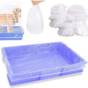 100 pcs Disposable Cage Liners, Clear Plastic Rabbit Cage Liner Bag, Universal Toilet Film for Bunny, Hamster, Totoro, Hedgehog, Guinea Pig and Small Animals (100pcs, 47in)