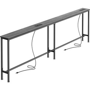 SUPERJARE 79 Inch Sofa Table with 2 Power Outlets and USB-C Ports, 5.9 Inch Narrow Console Table with Storage, Long Entryway Hallway Couch Table Behind Sofa, Small Spaces, Living Room, Grey AST001H