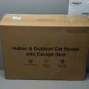 Heated Cat House for Outside, Waterproof Awning & Escape Door Heated Cat Houses for Indoor/Outdoor Cats in Winter, Elevated & Insulated Outdoor Cat Shelter for Feral Cat(Green, 25.2"x16.5"x13")