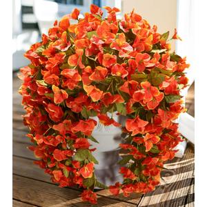 Bougainvillea Artificial Flowers Plants for Outdoors Outside Fall Autumn Decor, 2 pcs Faux Silk Long Trailing Vines UV Resistant Look Real Orange Fake Flowers for Front Door Porch Planter Urn Patio
