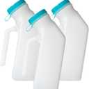 MedVance- Urinals for Men 1000ml with Glow in The Dark Spill Proof Pop Cap Lid, Plastic Pee Bottles for Men, Male Urinals, Pee Container Men, Portable Urinal for Car, Elderly & Incontinence (3 Pack)