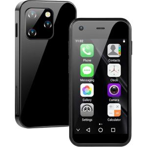 Mini Phone, 2.5 Inch 3G Mini Smartphone 2GB RAM 16GB ROM Backup Cellphone Lightweight 5MP Student Cellphone Quad Core, Black