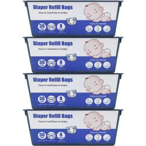 120 Bags Diaper Pail Refills Bags Compatible with Genie Easy Roll Signature & Platinum Diaper Pails,Each Refill Cartridge Holds up to 1410 Newborn Diapers