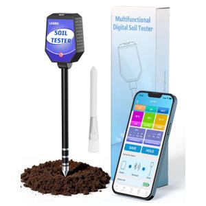 8-in-1 Soil Moisture Tester with APP Monitoring, Soil Moisture pH Meter, Light, Salinity, Fertility, EC, Temperature, Humidity Soil Test Kit for Garden, Farming, Lawns, Indoor & Outdoor Plants.