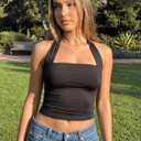 Women Halter Tank Tops Summer 2026 Backless Going Out Shirts Sexy Sleeveless Cute Crop Y2k Trendy Outfits (Black, M)