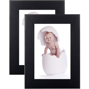 2 Pack 3.5X5 Black Picture Frames Made of Solid Wood and High Definition for Wall Decor or Table Stand Top Black Picture Frame Display 3.5 by 5 Frame Vertically or Horizontally as 5x3.5