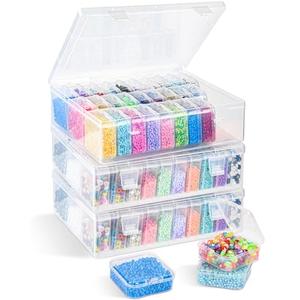 Bead Organizer Box, 93 Pcs Plastic Bead Organizers and Storage, Clear Craft Storage Containers with Hinged Lids and Labels, Small Plastic Containers for Jewelry Making, Craft, Small Parts, Nail Art