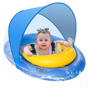 HYRIXDIRECT Baby Pool Float with Canopy Removable 6-36 Months Babies UPF 50+ UV Protection Pool Floats Kids with Swimming Pool Toys and Safety Seat for Beach, Swimming
