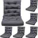Hoteam 6 Set Patio Chair Cushions Outdoor High Chair Cushion 20 x 40 Inch Waterproof Patio Seat Rocking Indoor Thickened Pad(Solid Color Style,Gray)