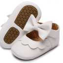HONGTEYA Infant Baby Girls Mary Jane Flats Non Slip for Toddler First Walkers Soft Sole PU Leather Crib Shoes Sneaker Wedding Party Christmas Princess Dress Shoes Baby Moccasins Girls (12-18 Months Toddler, Dnhh-26-white1)
