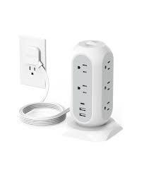 Tower Power Strip Flat Plug with 11 Outlets 3 USB (1 USB C), TESSAN Surge Protector Tower 1625W/13A,1050J Protection, 6 Feet Extension Cord with Multiple Outlets, Office Desk Supplies, Dorm Essentials